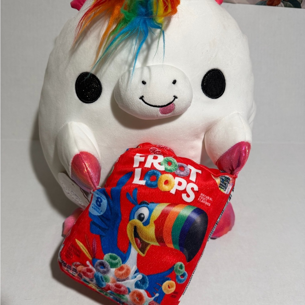 Zuru‎ brand snackles white unicorn rainbow hair holding fruit loops, NWT